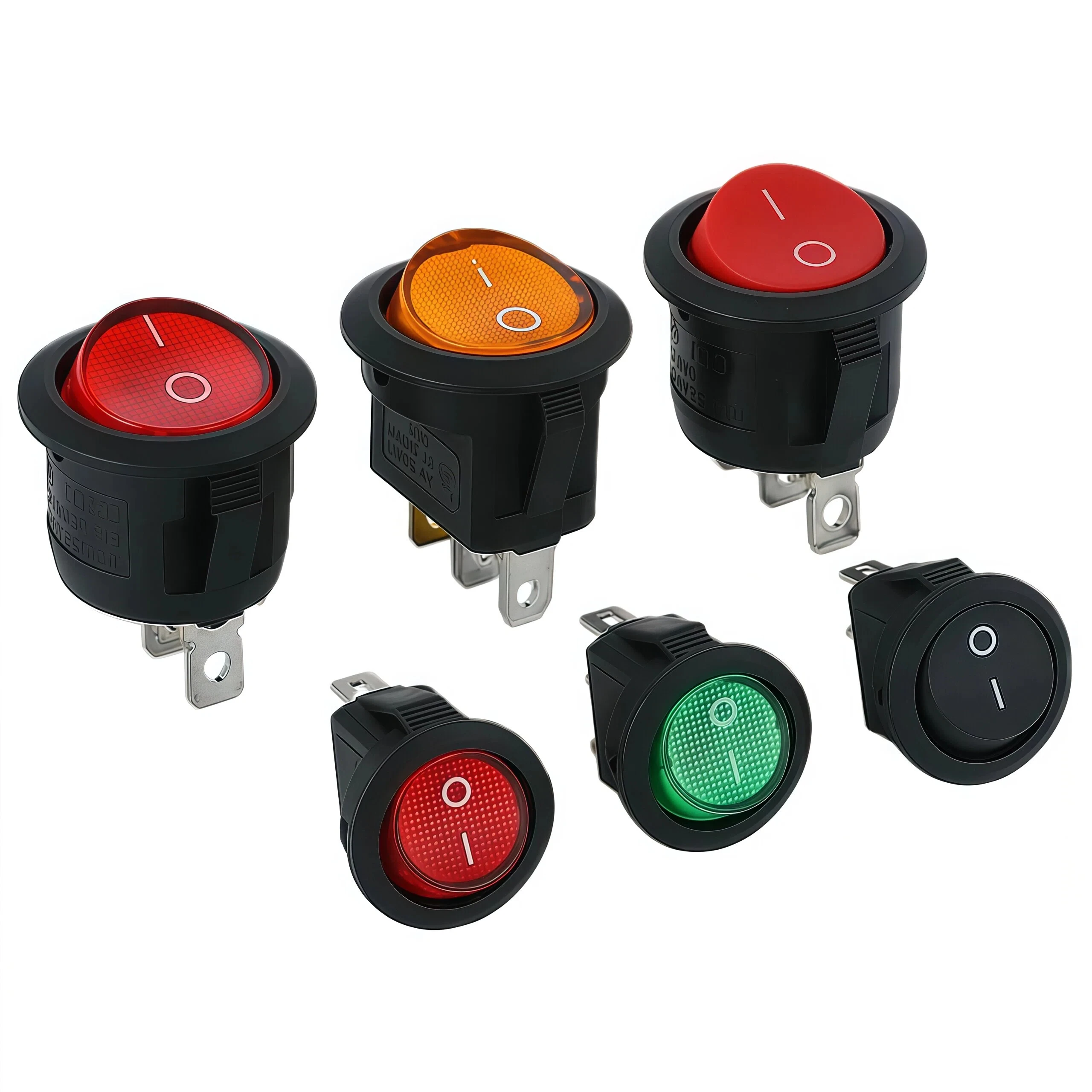 Round Switch Button, 2-Pin 2-Position, 2-Pin 3-Position, 3-Pin 3-Position, Red and Black Rocker Switch KCD1-105