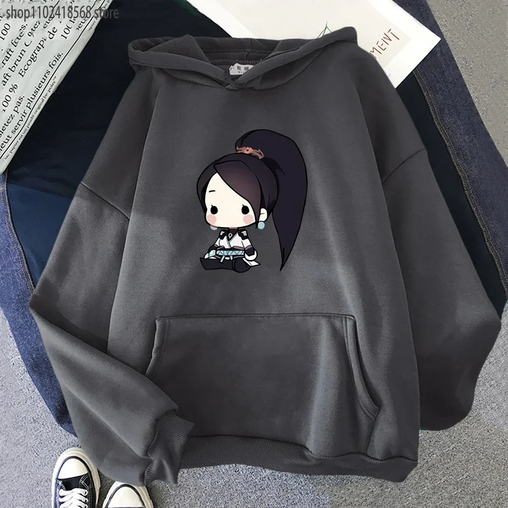 Cartoon Valorant Hoodie Unisex Sage Streetwear Women Autumn Winter Y2k Clothes for Teens Felpa Moletom Aesthetic Lounge Wear Men