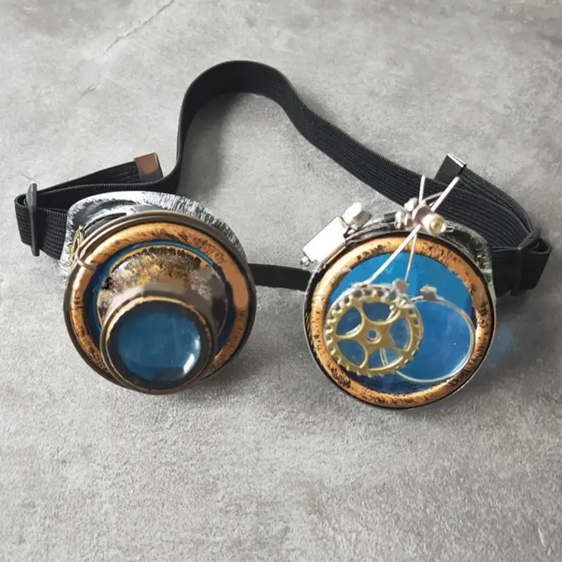 Steampunk Goggles with Double Loupe Windproof Detachable for Women Men Halloween Cosplay Masquerades Eyewears Accessory 