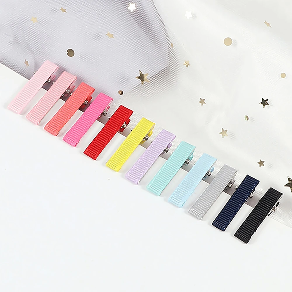 12/24PCS 3.5cm Baby Colorful Small Alligator Hair Clips Basic Fabric Covered DIY Handmade Hairpins Jewelry Making Kids Barrettes