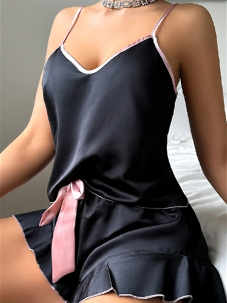 Sfy-y596 High Quality Cheap Price Summer Cool Two-piece Set Multicolor Wholesale Breathable Nightwear Dress Sexy Pajamas