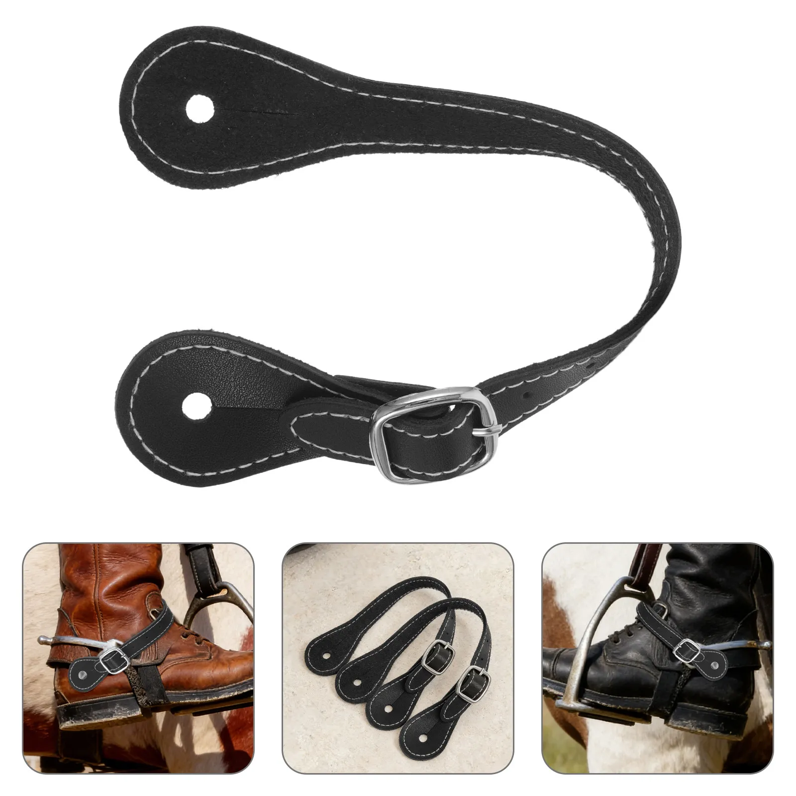 2Pcs Adjustable Spur Straps Black Unisex for English Riding Horse Gear Men Women Boot Spur Straps