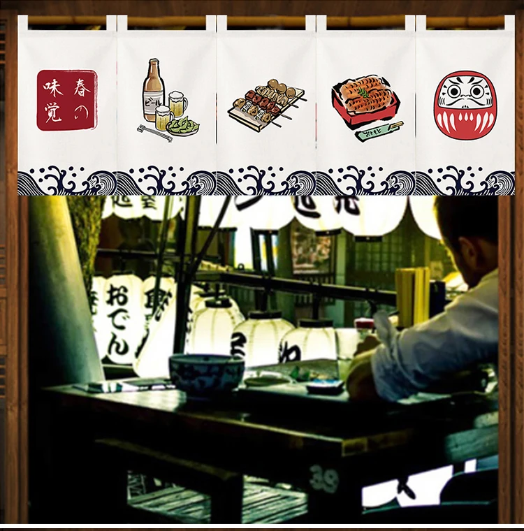 Adversing Flagge Sushi Shop Doorway Kurzen Vorhang Hängen Japanischen Tür Vorhänge Izakaya Restaurant Enterance Noren Bistro Decor – Detail 1