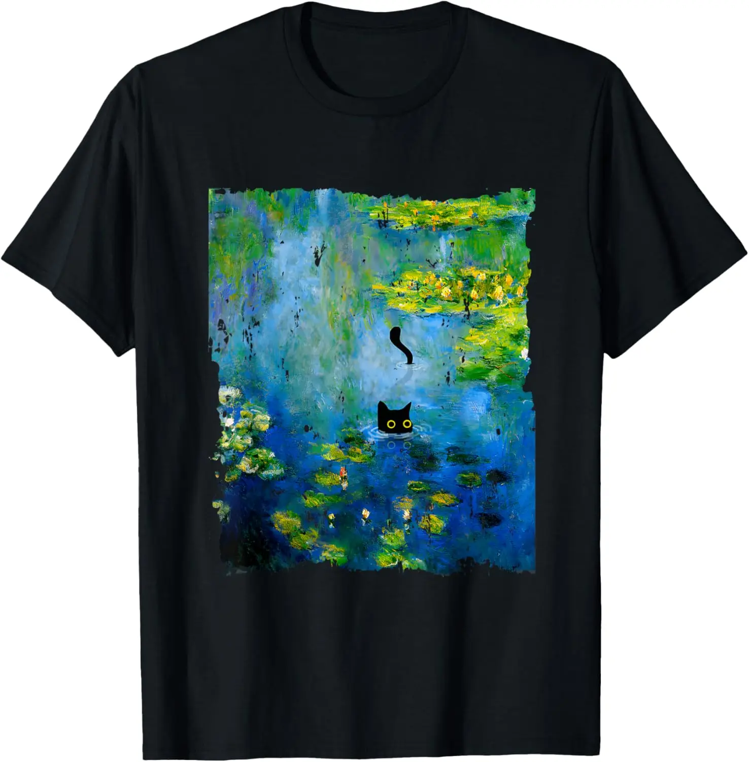 

Футболка Black Cat Monets Waterlily Painting Art Cat Lover