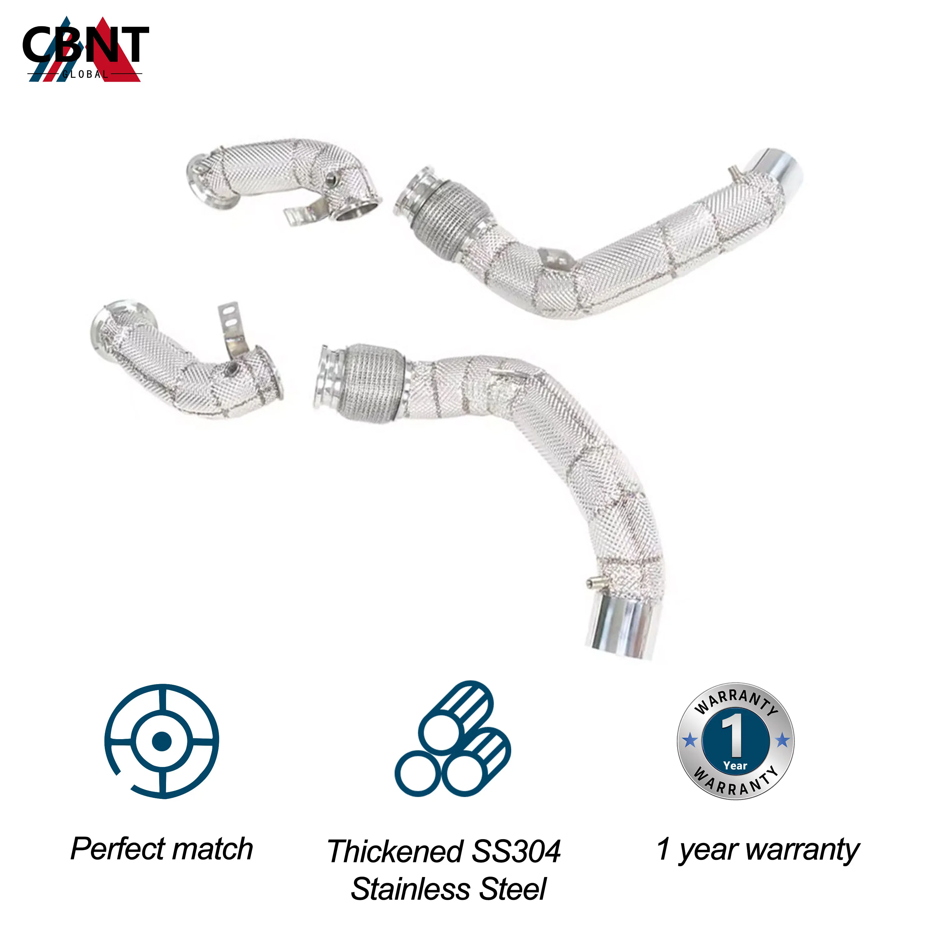 CBNT Downpipe for BMW M5 M6 M8 4.4T 2018-2022 Exhaust Header with Catalytic Converter SS304 Tuning Exhaust Pipe System