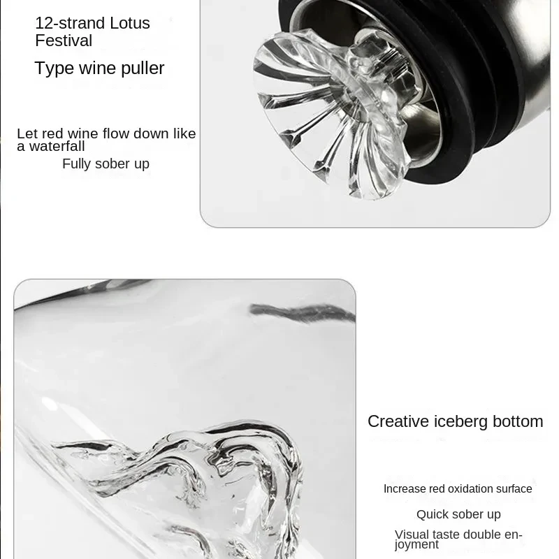 European Iceberg Waterfall Wine Decanter Creative Transparent Lead-Free Crystal Glass Wine Dispenser Barware Quick Decanters