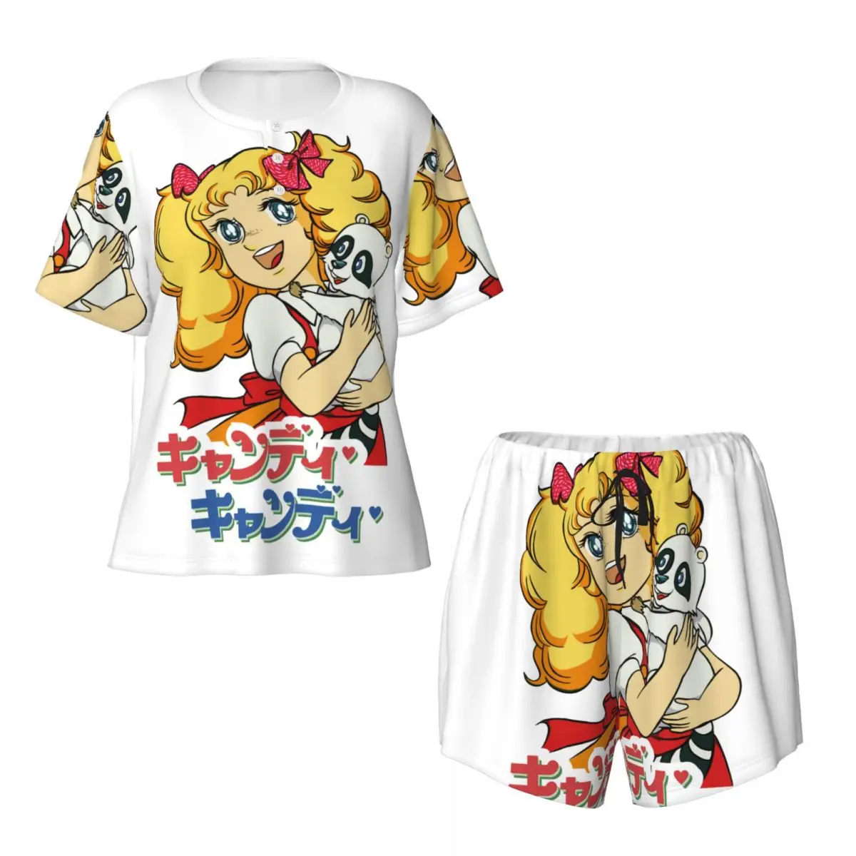 Custom Candy Candy Pajama Sets Women\'s 2 Piece Cartoon Anime Tv Short Sleeve Pjs Shorts Sleepwear