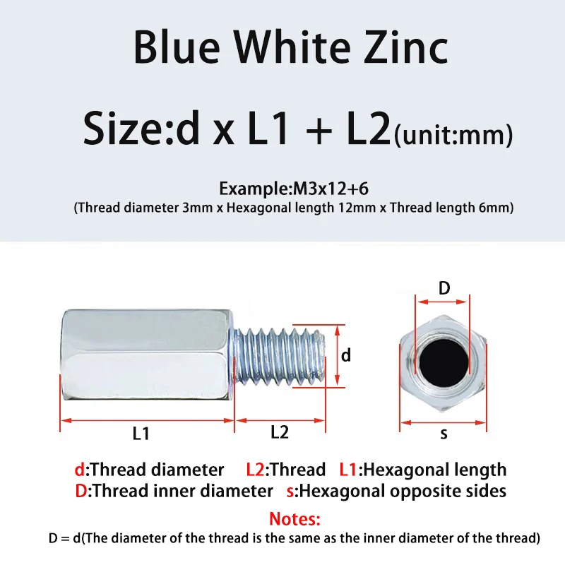 M3 M4 Blue white zinc/nickel plating/black Carbon Steel male to Female Hex Standoff Pillar Stud PCB Motherboard Spacer Level 4.8