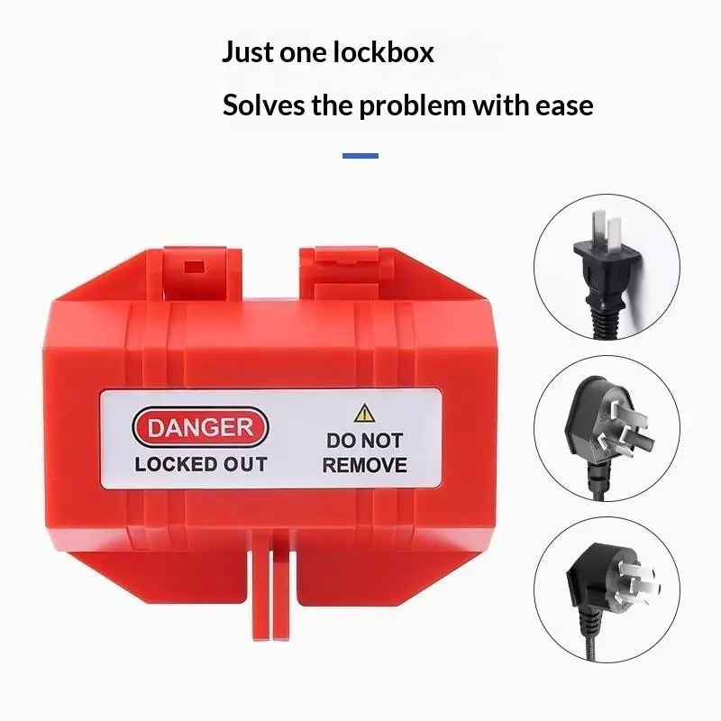 【HMA】Lock Plug Lock Box Electrical Plug Plastic Tag Out Plug Power Lock S/M/L Engineering Industrial Plug Lock Lockout Box