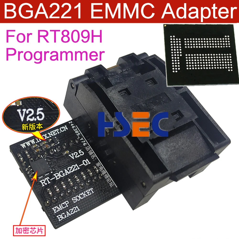 BGA221 emmc adapter RT-BGA221-01 11.5*13mm EMMC seat EMCP221 EMMC Adapter socket  For RT809H Programmer USB