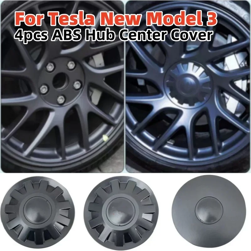 Hub Center Cover for Tesla Model3 Highland 2024 18 Inch Hubcaps Decorative Cover 4pcs Wheel Center Caps New Model3 Accessories