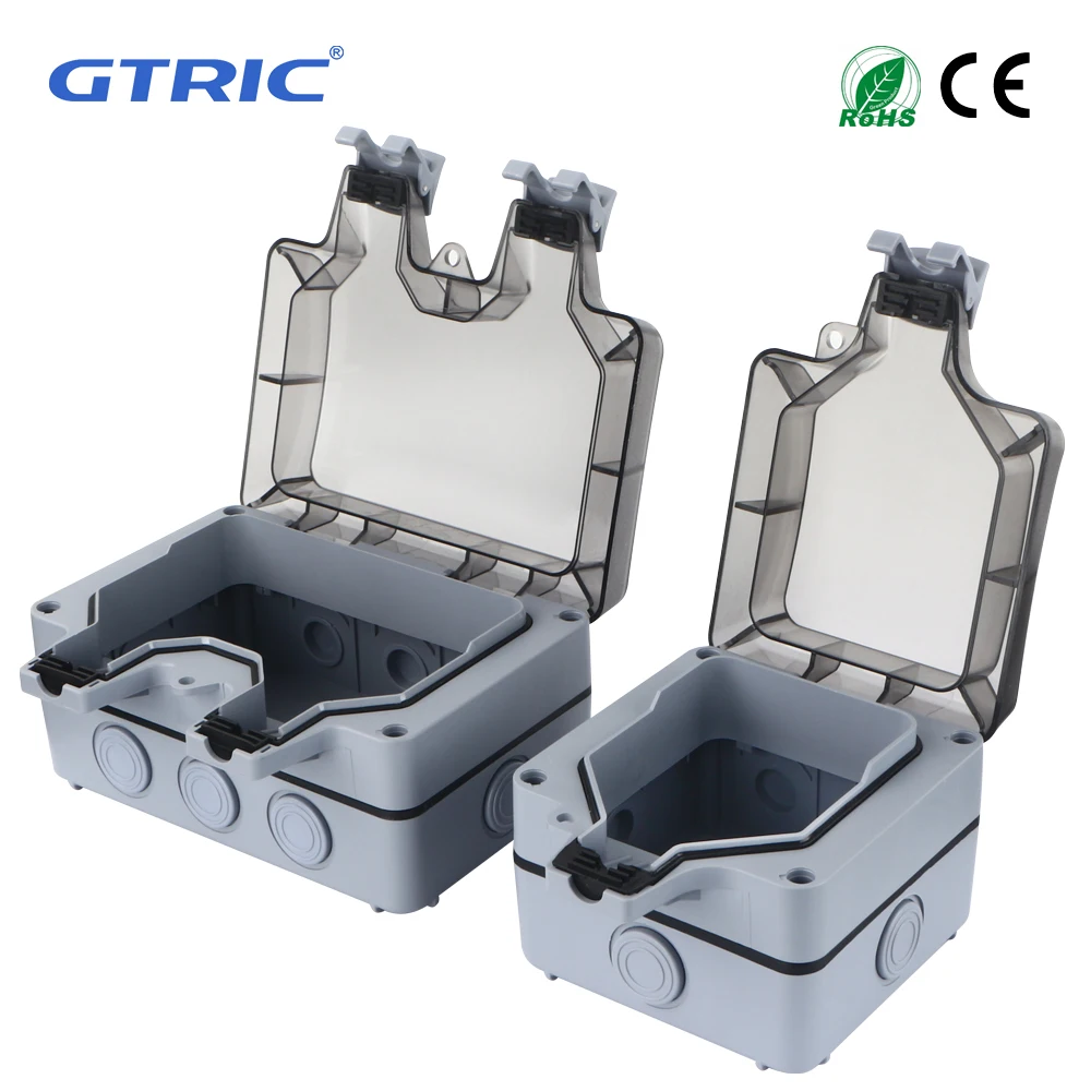 

GTRIC IP66 Waterproof Dustproof Box Outdoor Switched Power Socket 16A 250V AC Wall Multi European Eu Adapter Bathroom Power