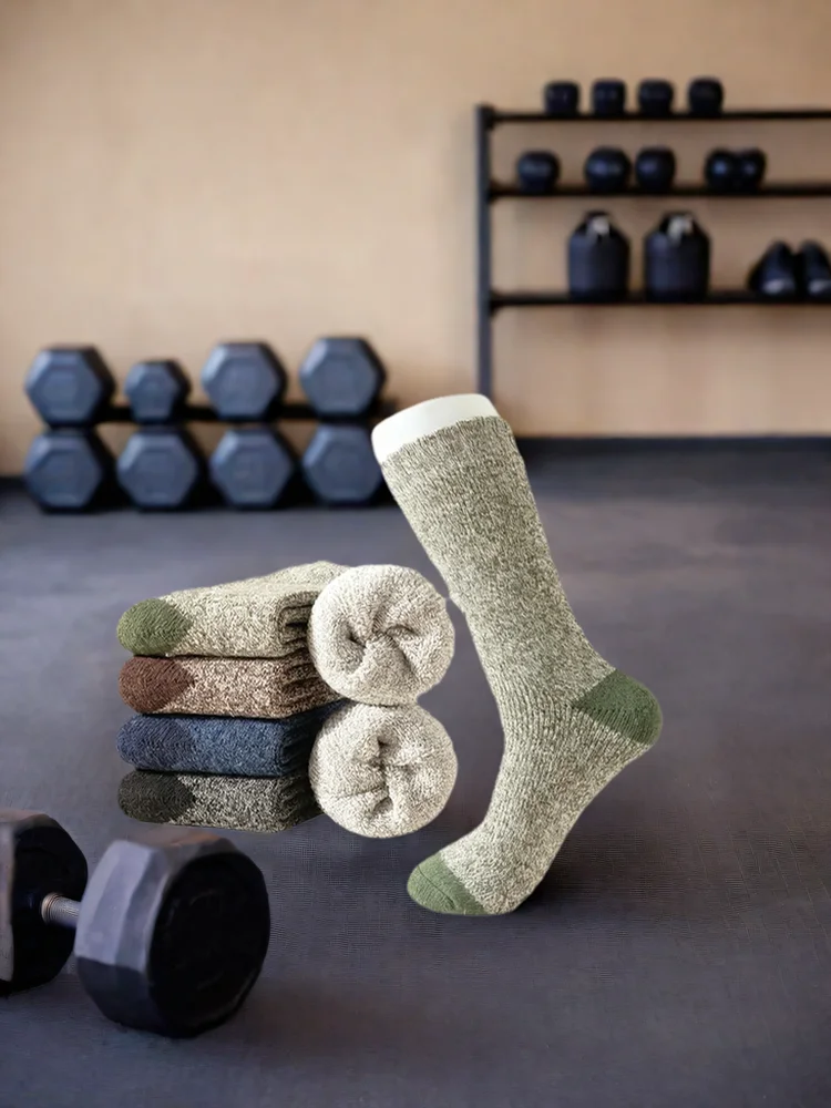 AliExpress 5pairs Winter Warm Socks Thickened Knitted Sweat Absorbent Cycling Socks Men Women Breathable Athletic Fitness Ski Socks