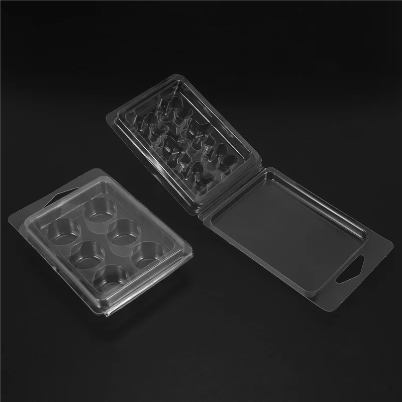 AB46-60 Pack Contenitori per fusione della cera-6 Stampi per fusione della cera in plastica vuota trasparente con cavità - Conchiglie per crostate di cera fusa.