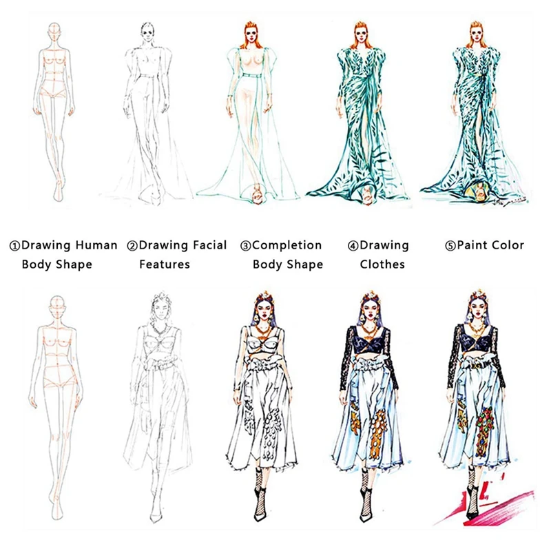 Fashion Illustration Rulers Sketching Templates Ruler Sewing Humanoid Patterns Design Clothing Measuring,Combination