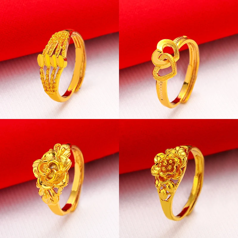 Hot 1PC Gold Plated Lucky Ring Opening Adjustable Simple Fashion Transfer Ring For Women All-match Luxury Finger Accessories.