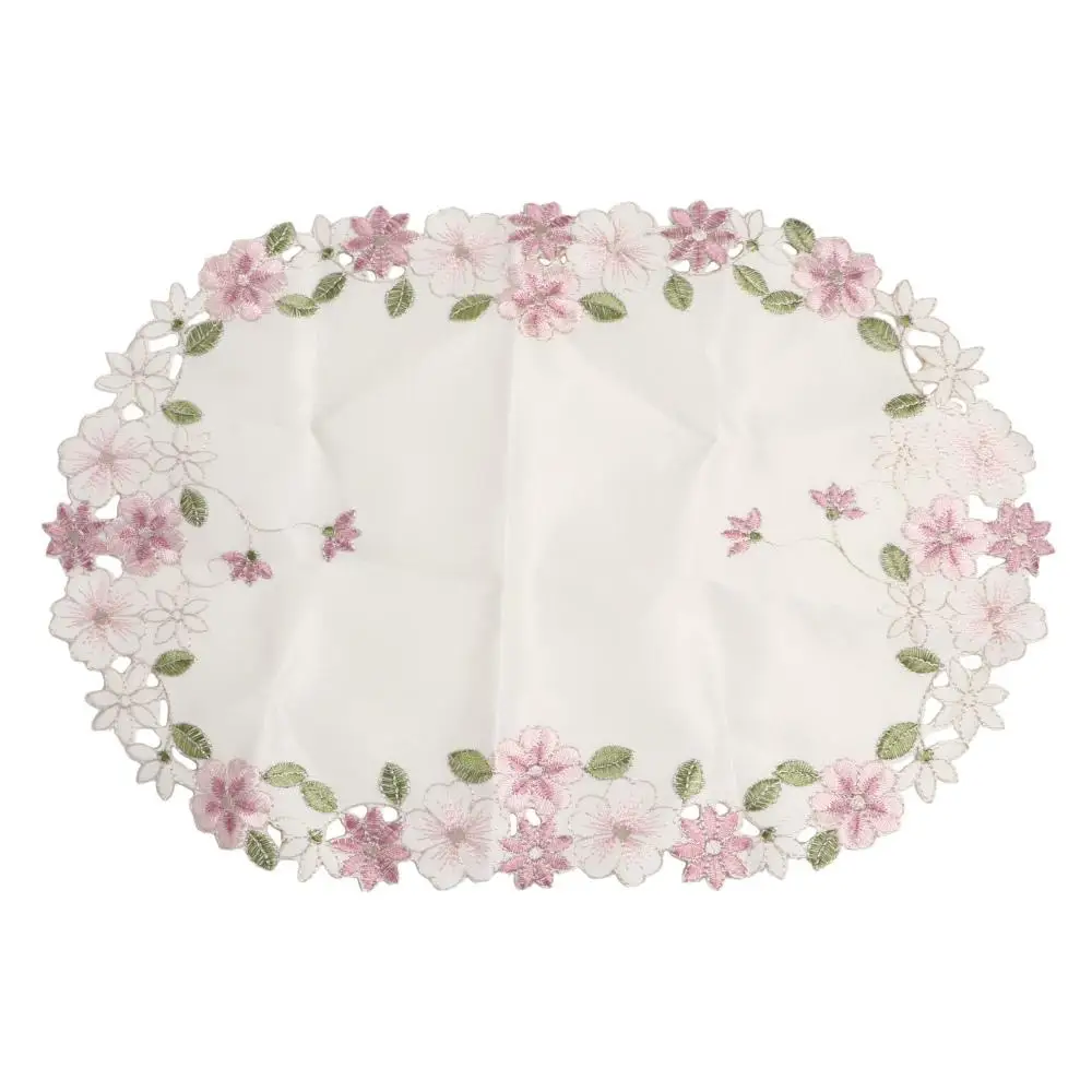 

Rectangular Delicate Satin Fabric Flower Pattern Lace Placemat Doily Cup Pad Coaster