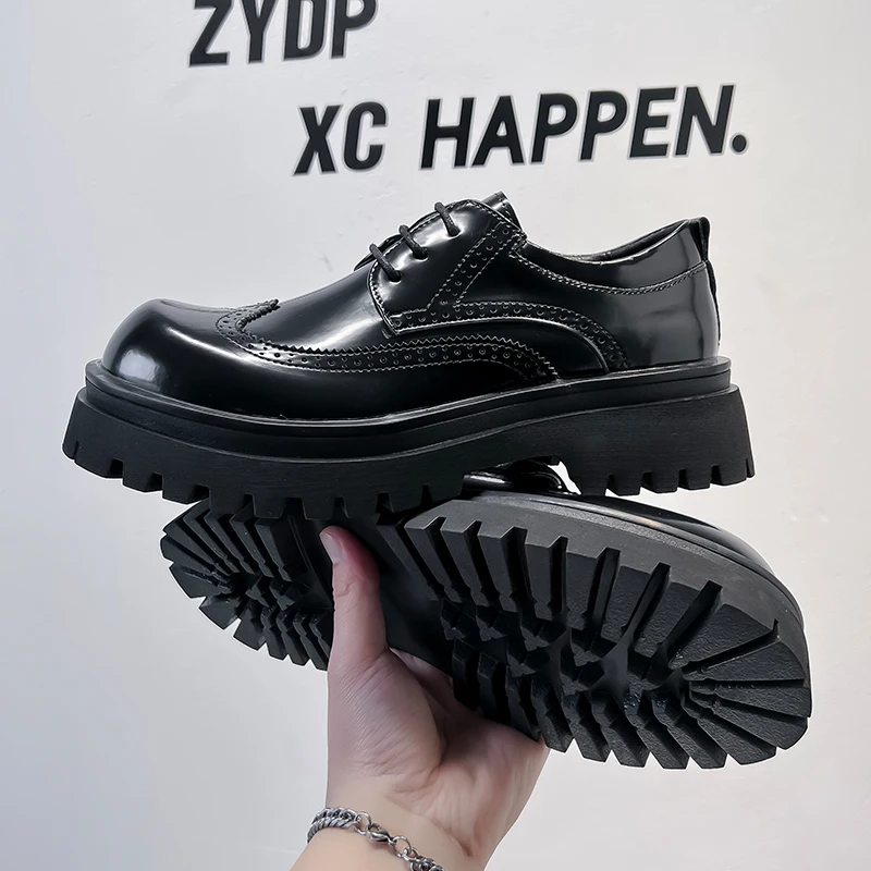 

Luxury Mens Leather Shoes Retro Carved Lace-up Brogue Oxford Wedding Men Dress Shoes Male Formal Business Gentleman Office Shoes