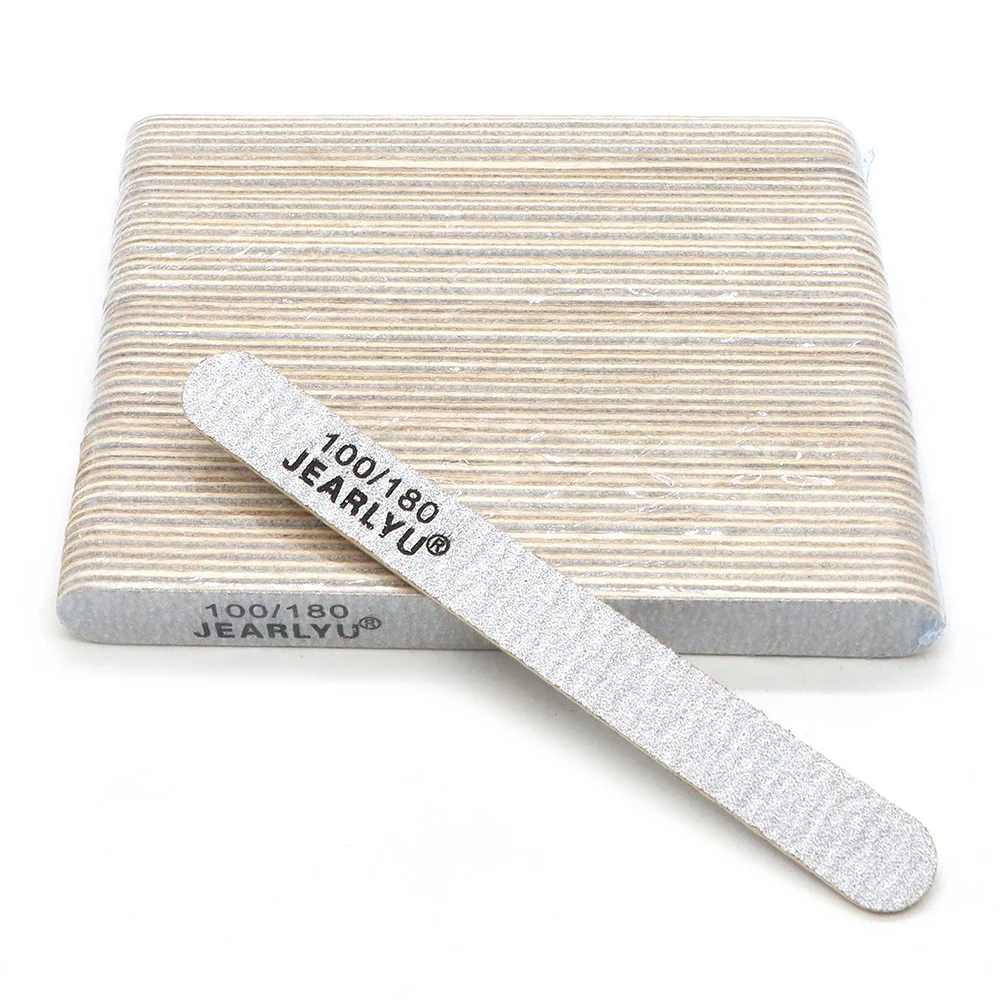 

50pcs 13cm Straight Nail File 100/180 Grit Wooden Disposable Emery Board Double Sided for Shaping/Buffing Natural Gel Nails