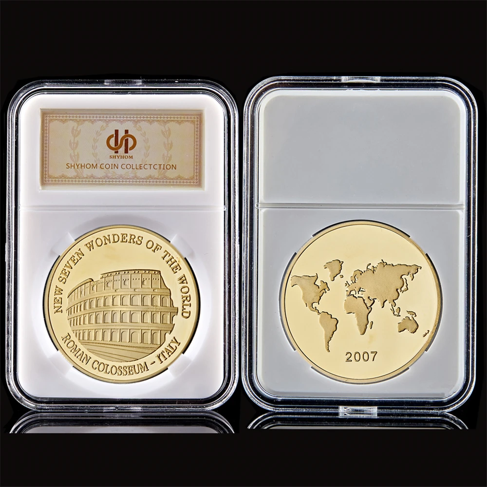 2007 Italy Roman Colosseum Souvenir Seven Wonders of World Gold Plated Coin Collectibles