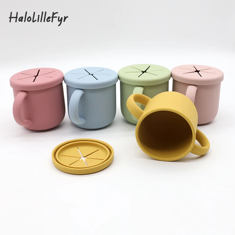 Food Grade Silicone Baby Snack Cups Safety Drop-Proof Infant Snack Storage Container BPA Free Children Drinking Cup Baby Stuff