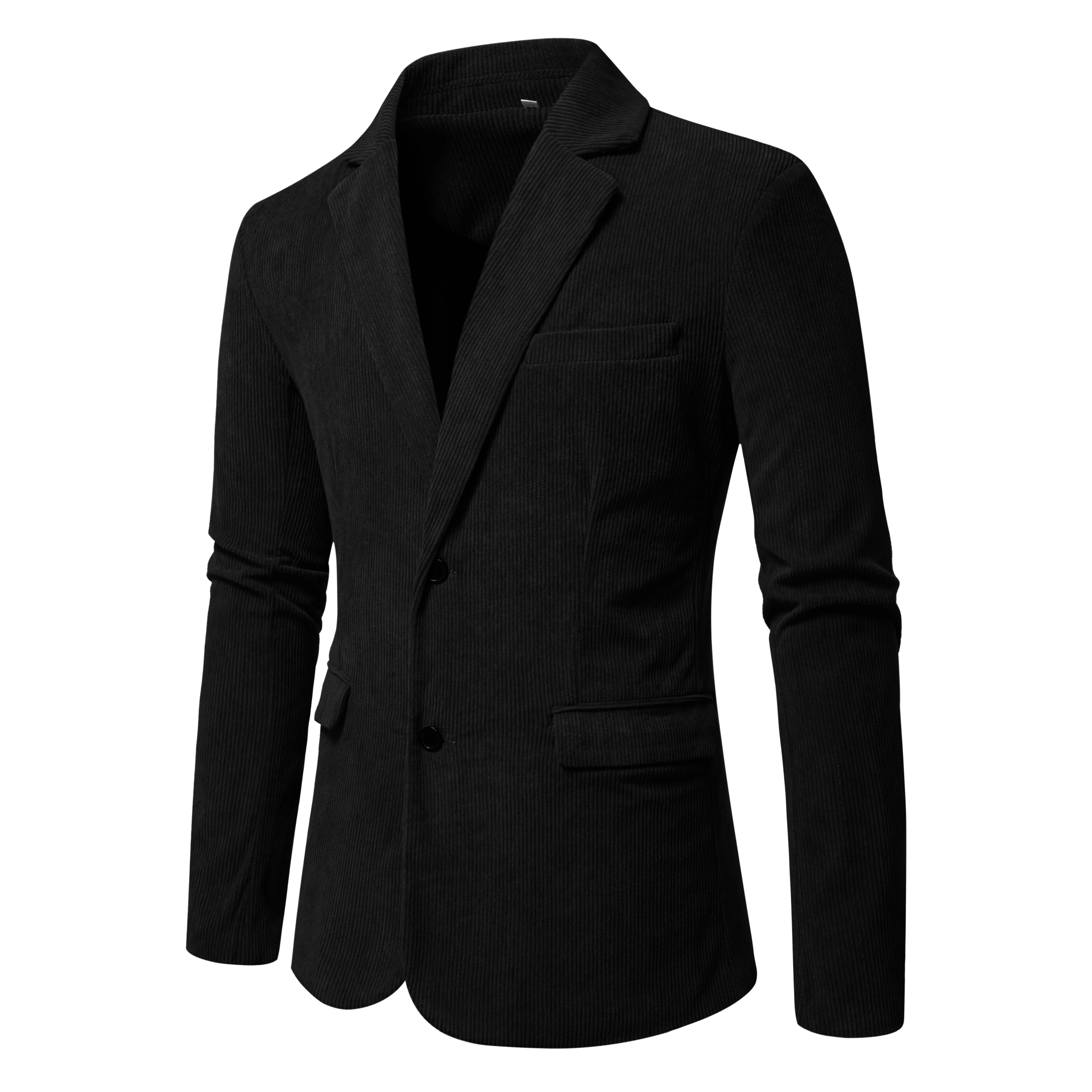 Men's Fashionable Casual Solid Color Corduroy Suit Jacket Suitable for Business Use with Multiple Pockets