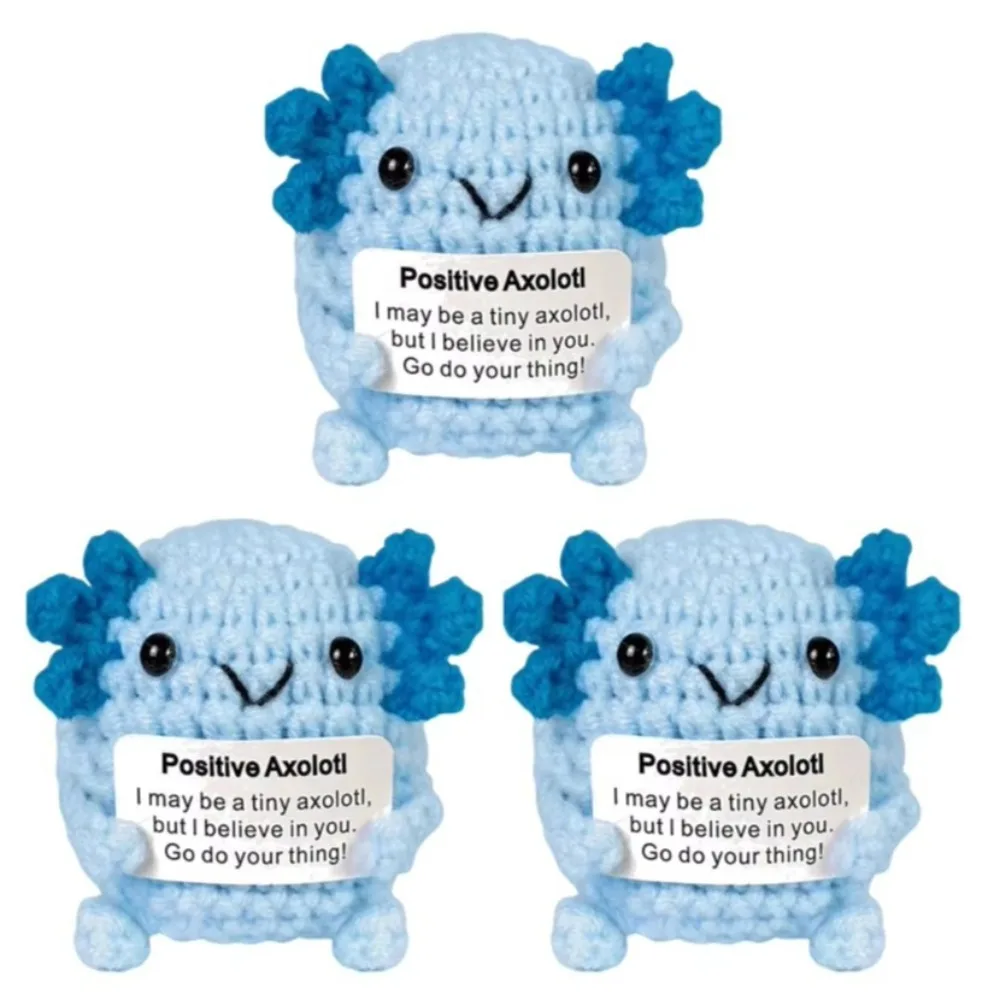 Yarn Positive Crochet Axolotl Handmade Mini Doll Uplifting Knitting Toy Cute Emotional Supporting Animal Axolotl Gifts
