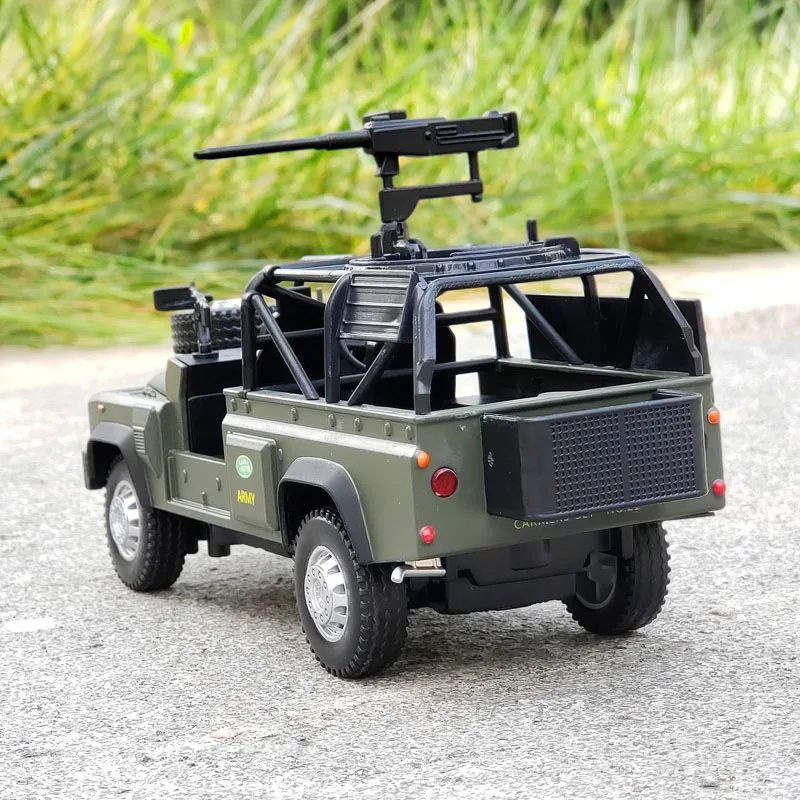 1/32 Defender Legering Verkenning Auto Model Diecast Metalen Militaire Combat Off-Road Voertuigen Gepantserde Auto Model Kinderen Speelgoed Gift