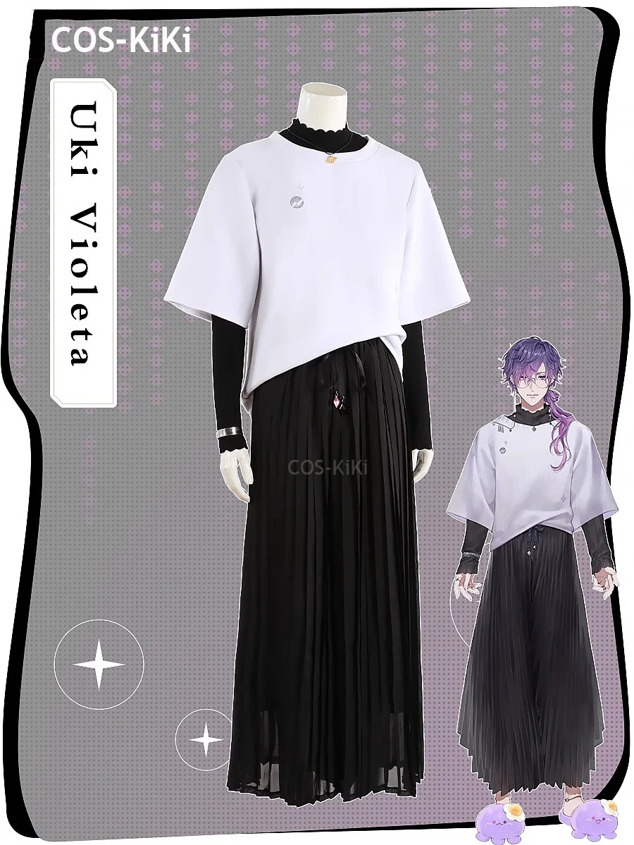 COS-KiKi Vtuber Luxiem Nijisanji Uki Violeta Game Suit Handsome Cosplay Costume Halloween Carnival Party Role Play Outfit