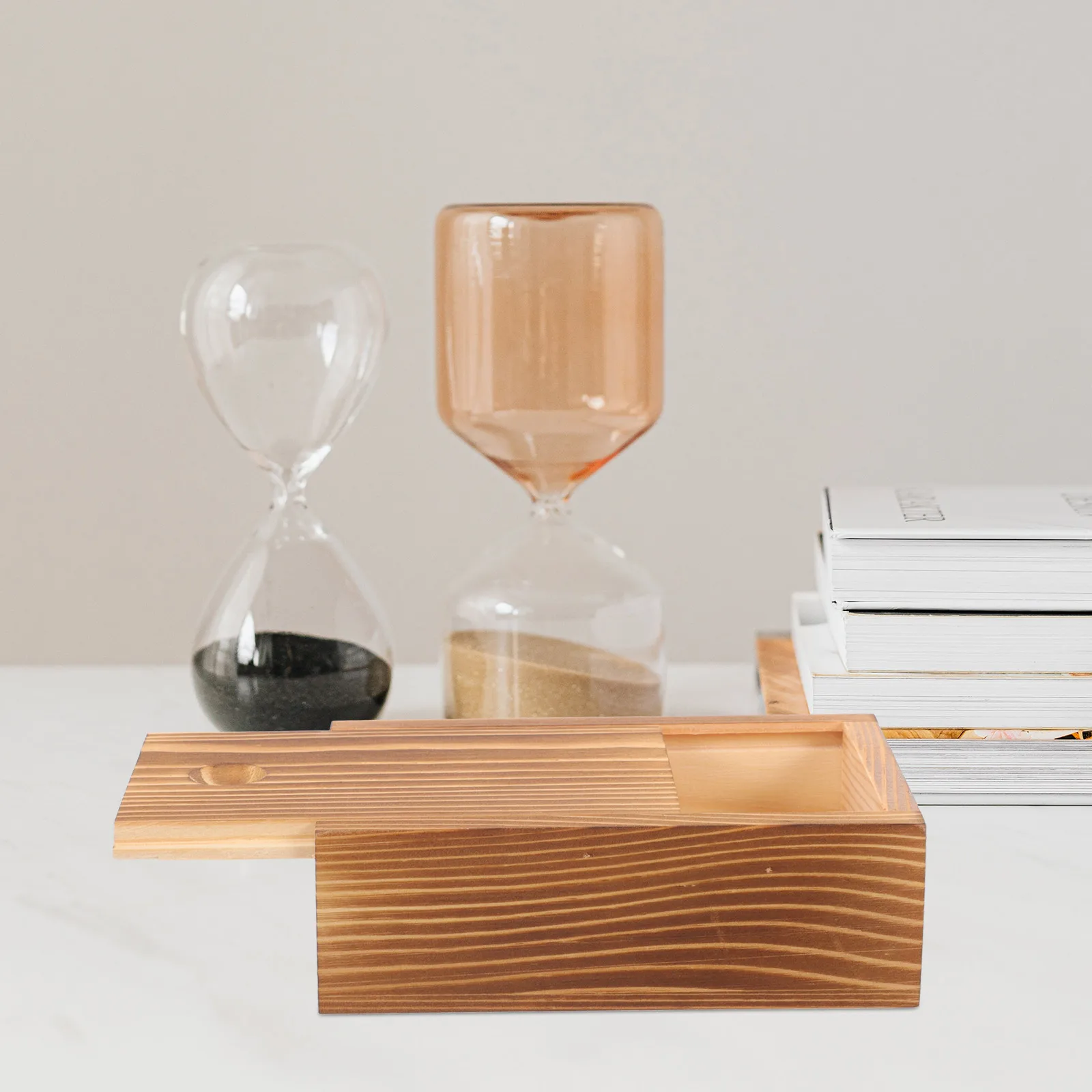 صندوق تخزين المجوهرات الخشبية منظم خفيف الوزن مدمج للأقراط والقلائد والأساور وحافظة الهدايا المكتبية