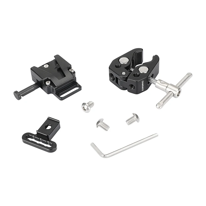 CAMVATE Mini V-Lock Battery Adapter V Mount Quick Release Plate + Universal Super Crab Clamp For DSLR Camera Battery