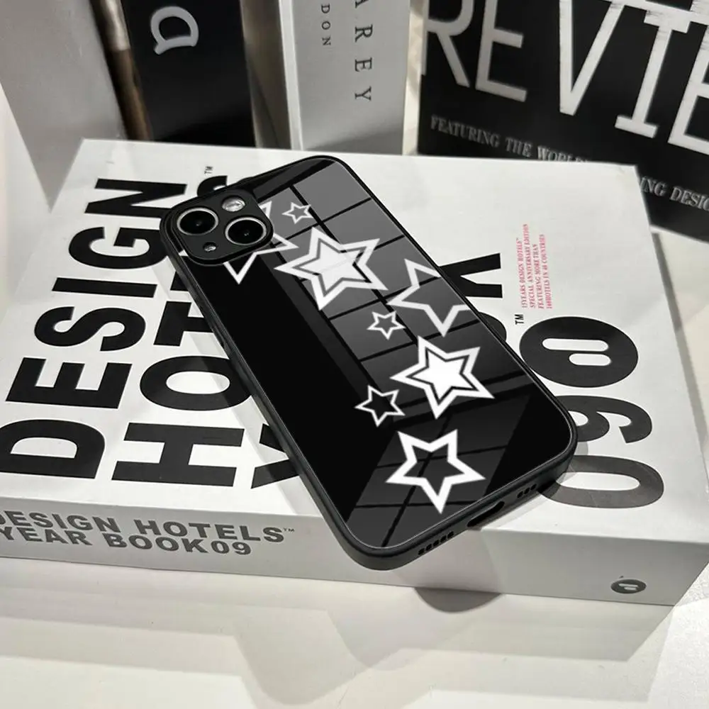 Punk Cool Five Pointed Star Phone Case Tempered Glass Shell FOR IPhone 15ProMAX 14 11 12 Pro 15Plus 13 Pro MAX XR XS MINI Cover