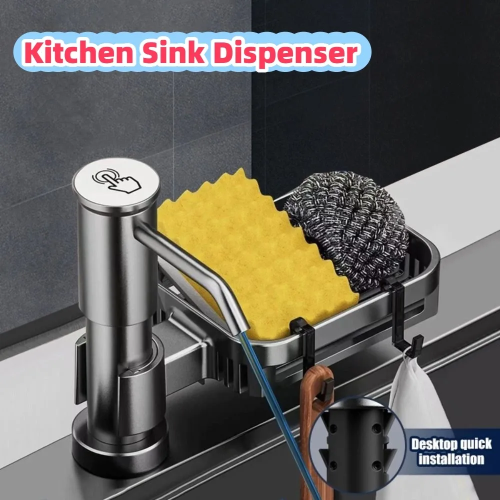 Dispenser di sapone in acciaio inossidabile Tubo di prolunga in silicone Collegamento diretto Dispenser per lavello da cucina Pompa a pressione manuale