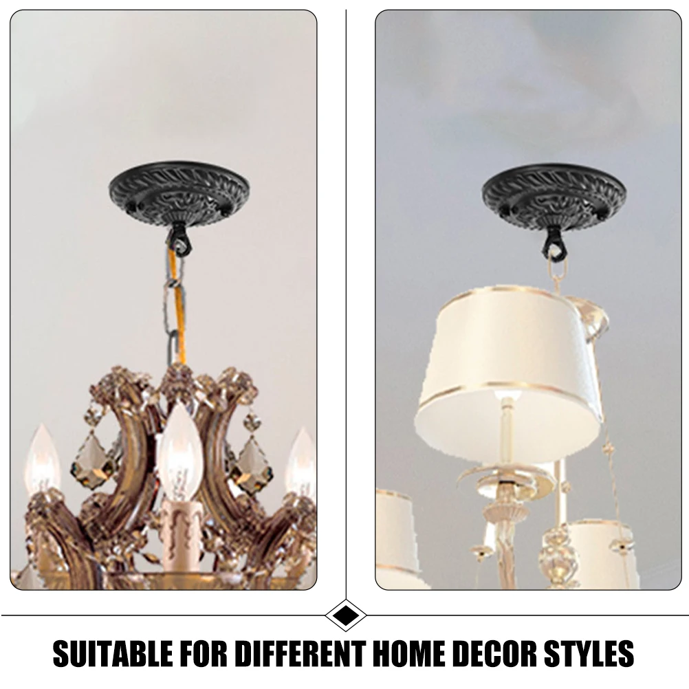 

2Sets Vintage Ceiling Light Canopy Metal Plate Hook Durable Pendant Light Chandelier Parts Replacement Accessory