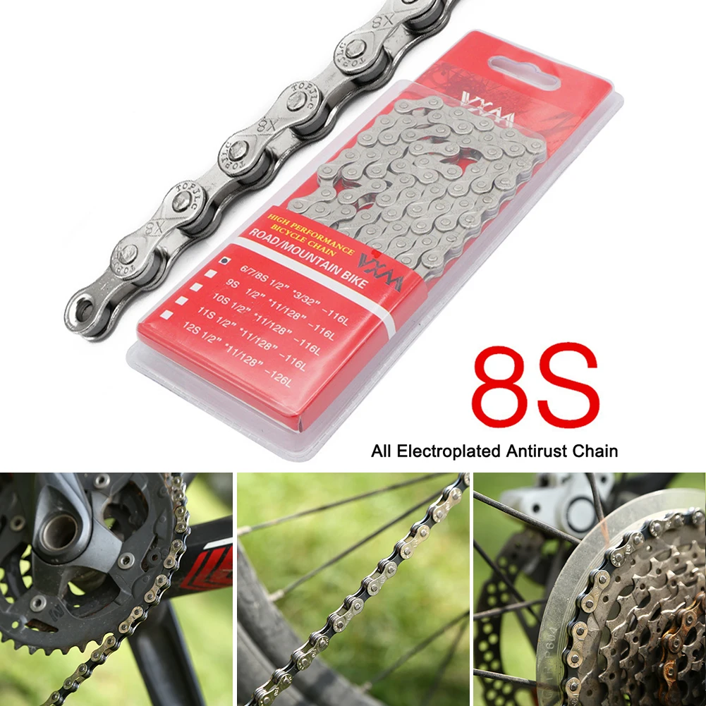 MTB Half Hollow Bicycle Chain Links Racing Chain 6 7 8 Speed Carbon Steel Bicycle 1/2 x 2/32 inch 116 Links Cycling - view 5