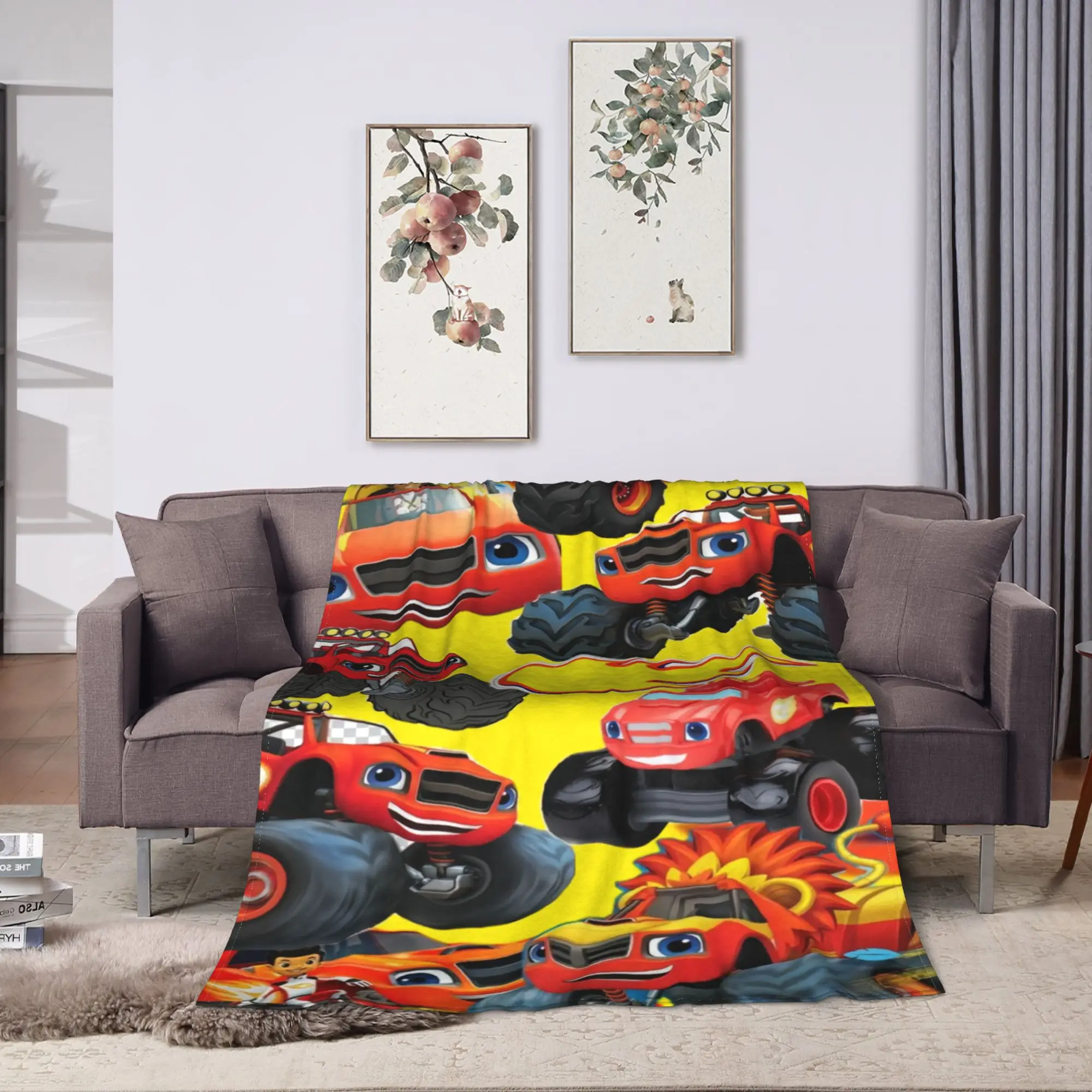 Blaze and the Monster M-Machines  Flannel Blanket Super Soft Throw Blanket for Living Room Picnic Trend Bedspread Sofa Bed Cover