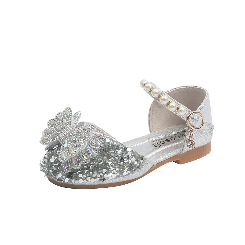 Kleines Mädchen Bogen Strass Schuhe Sommer Mädchen Prinzessin Sandalen Mode Kinder Tanz Hochzeit Leistung Sandalen