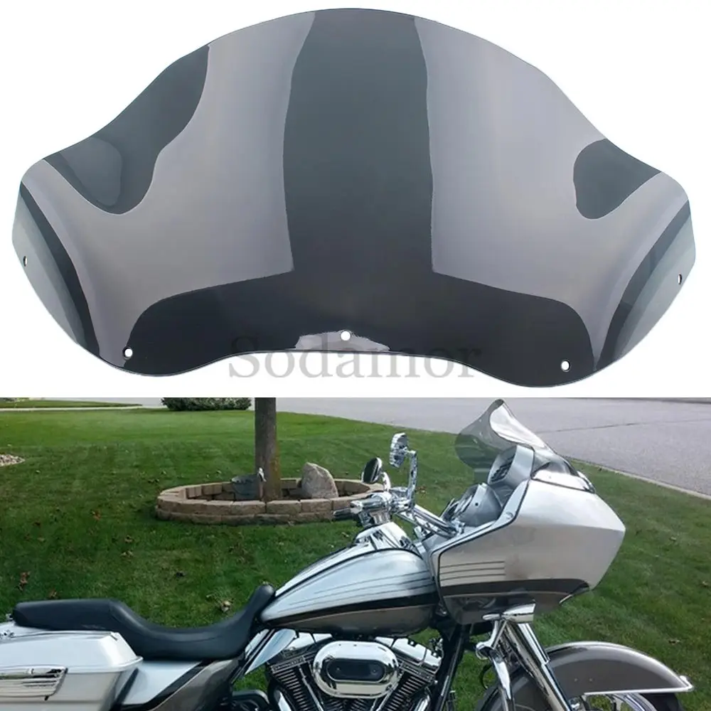 

12.5" Smoke Abs Plastic Motorcycle Wave Windshield Fit For Harley Road Glide Fltrx Fltrse Fltrxse Fltr/I Fltru Fltruse 1998-2013