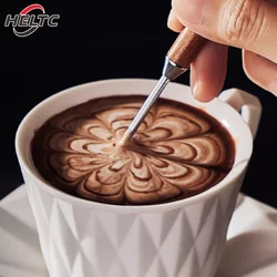 Stainless Steel Coffee Decorating Art Pen Wooden Handle Latte Pull Flower Needle Barista Tool Coffee Accessories Modeling Tool