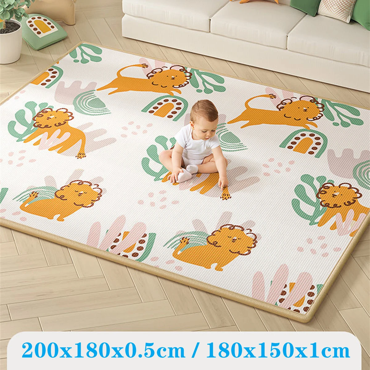 200x180cm Thick 1cm Giraffe Lion Baby Play Mat Puzzle Children\'s Mat Baby Climbing Pad Kids Rug Baby Game Mats Toys for Children