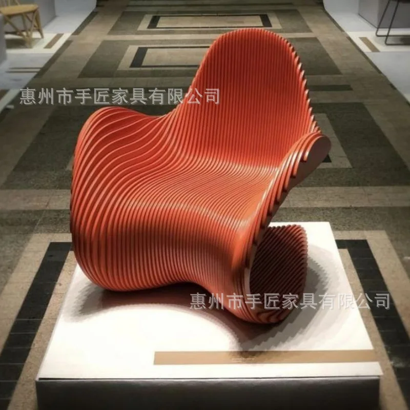 YFY  solid wood slicing chair small apartment living room ornament interior furniture design S-shaped single sofa