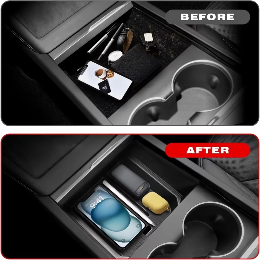 For Tesla Model Y Juniper 2025 & Model 3 Highland 2024 2025 ABS Center Console Organizer Tray Armrest Storage Box Accessories image 6