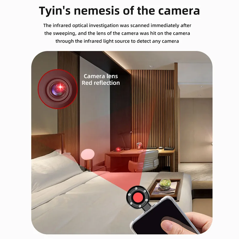 Tragbare Kamera Detektor Typ C Mini Handy USB Alarm Hotel Infrarot Anti Überwachung Anti Candid Schießen Pinhole Kamera