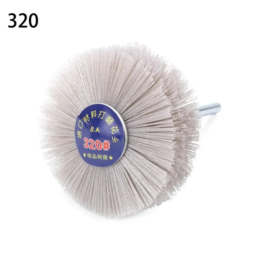 1 unidade 80 # -600 #   Escova abrasiva de roda de nylon, escova de polimento de móveis para carpintaria, haste de 6mm, 80mm de diâmetro, moedor de cabeça, ferramenta abrasiva