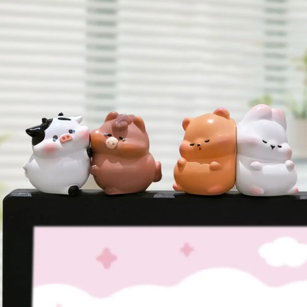 

8pcs/set Desk Ornament Computer Monitor Decoration Cattle Horse Screen Animal Model Cartoon Computer Display Center Console Doll