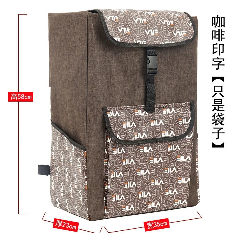 Large Oxford Fabric Shopping Cart Bag - Extra Big Reusable Grocery Trolley Pouch, Replacement Carryall for Wheeled Market Cart