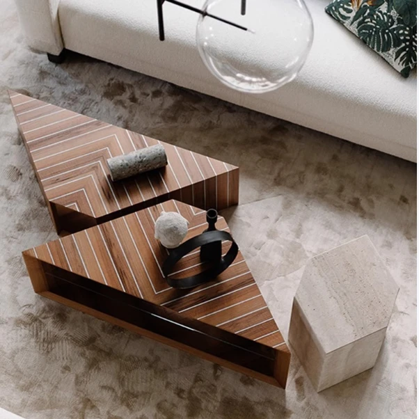 HHHHItalian Minimalist Triangular Coffee Table Combination Round Living Room Small Apartment Sofa Side Few Public Areas
