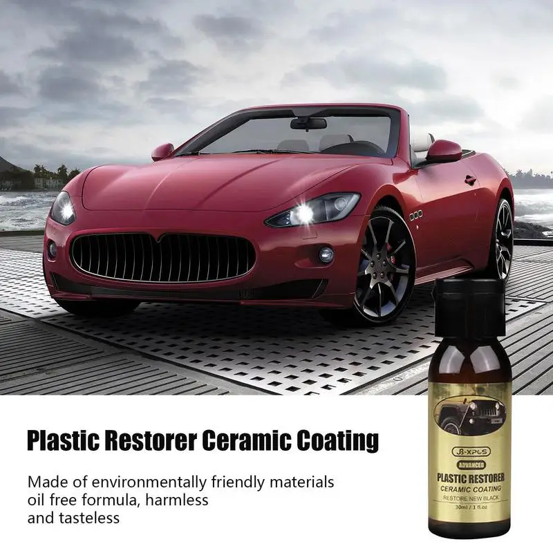 Car Plastic Restorer Ceramic Coating Back To Black Long-Lasting Protect Repair Whitening Black Shine Plastic Trim Rubber Care