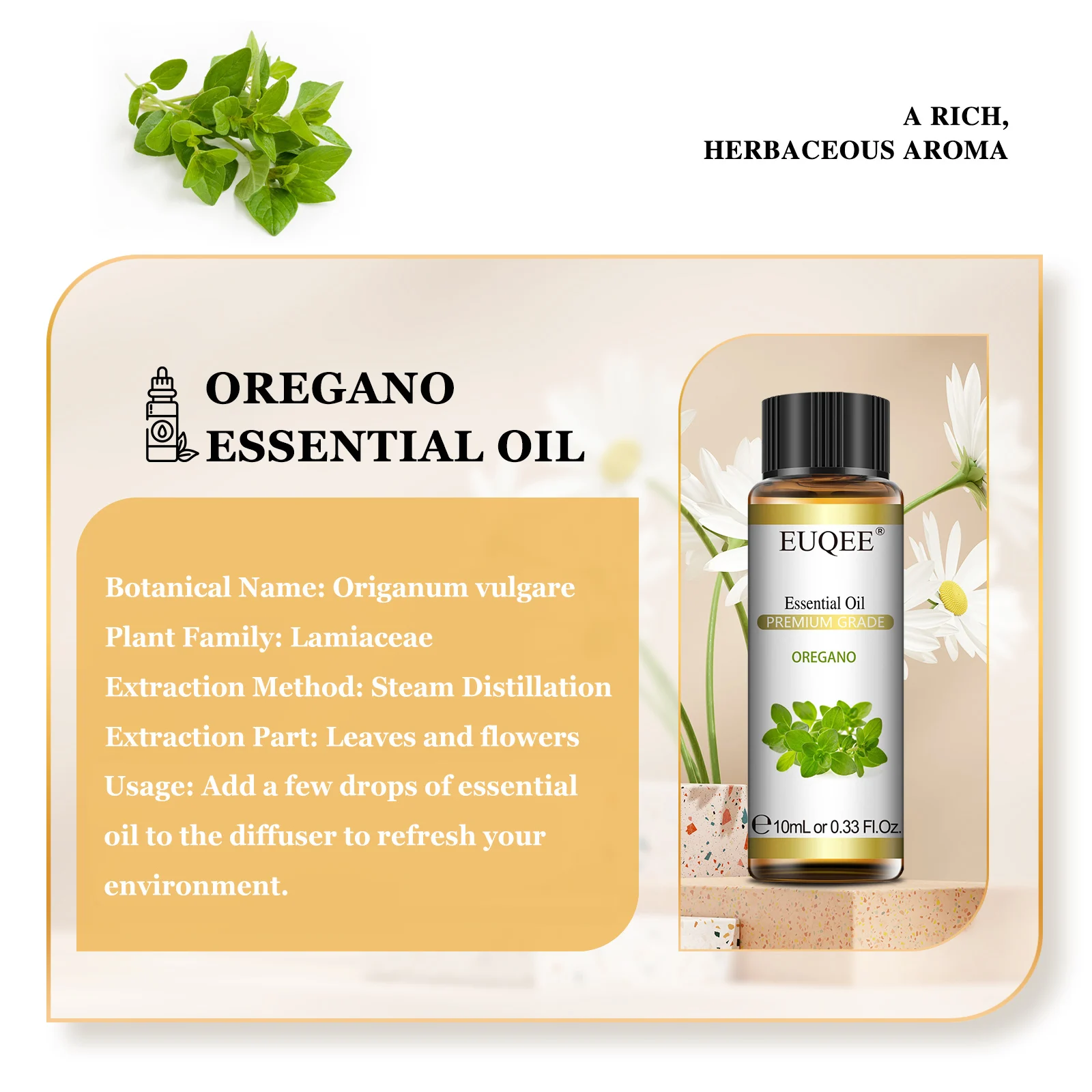 EUQEE 10ml Oregano Vetiver Essential Oil For Humidifier Candle Making Myrrh Ginger Helichrysum Lemon Eucalyptus Aroma Oils