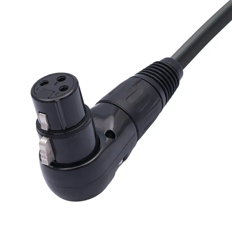 B76B XLR Microphone Extension Cable 90 Degree Right Angle Female to Straight Male 3-Pin 1M 2Pcs